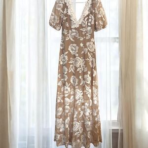 Joy Folie Women's M NWT Brown White Lace Dress cottagecore festival country boho